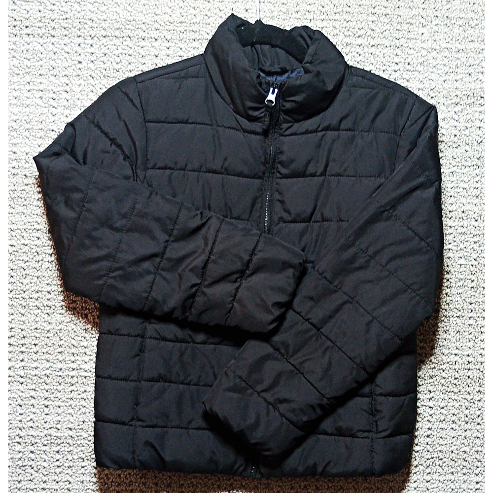 D15..The Children's Place Girls Black Quilted Puffer Jacket Full Zip Size M